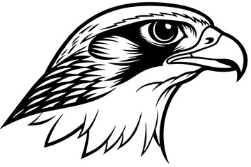 falcon head line art silhouette vector illustration