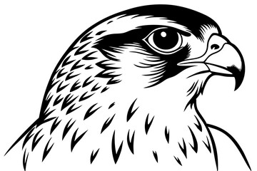 falcon head line art silhouette vector illustration
