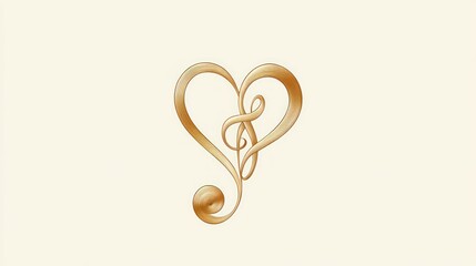 Obraz premium Golden treble clef shaped as a heart.