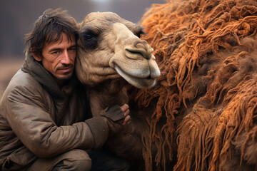 unbreakable bond between a resilient camel and its intrepid human companion as they fearlessly conquer treacherous challenges of unforgiving desert