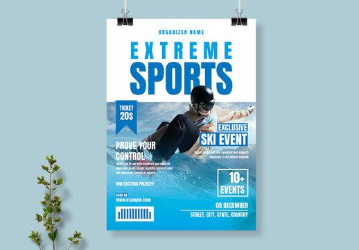 Extreme Sports Ski Event Poster Layout