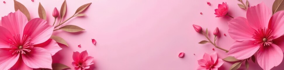 Fototapeta premium Abstract pink floral backdrop; paper flowers, luxury fashion, stage design, colorful petals, elegant, paper flowers, feminine