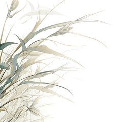 Obraz premium .Illustration of trees, leaves, grass and various botanical elements on a white background.