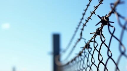 Chain Link Fence with Barbed Wire Prison Perimeter Security