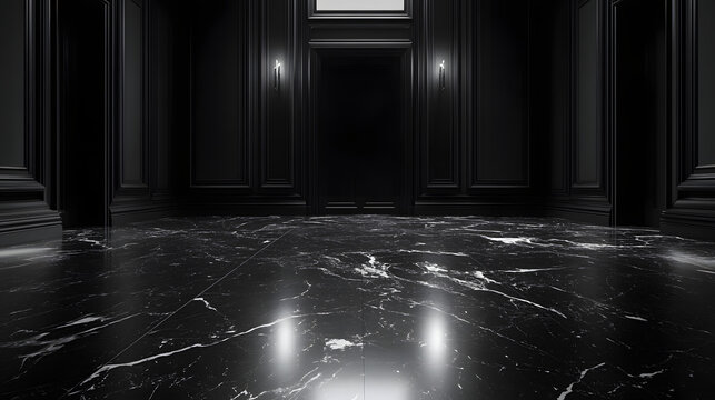 Minimalist black-tone marble interior background image
