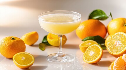Elegant Citrus Cocktail With Fresh Orange Slices