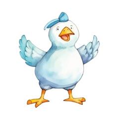 watercolors Cute chicken dabbing pose illustration