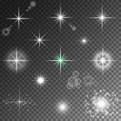 Star constellation flares, bright particles and lens flare big set