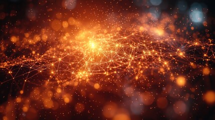 Obraz premium Abstract Network: Glowing Orange Constellation