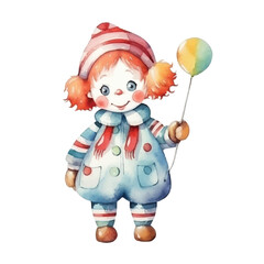 watercolors Cute clown illustration