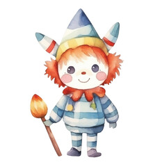 watercolors Cute clown illustration