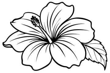 hibiscus line art silhouette vector illustration