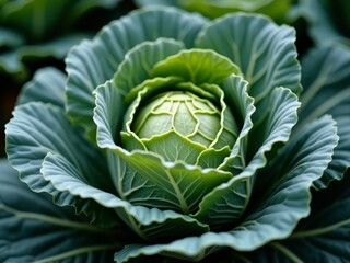 Fototapeta premium A crisp, green vegetable with tightly packed leaves, often used in salads and soups
