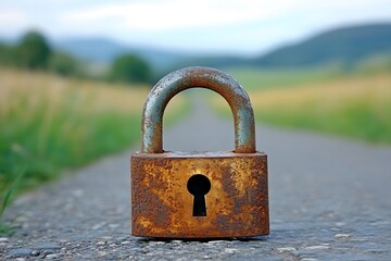 Rusty Lock on Rural Road.