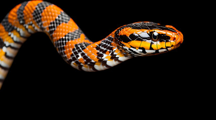 Fototapeta premium Closeup Of Colorful Snake With Orange And Black Patterns
