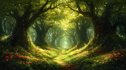 Enchanted Forest Path: A Journey Through Lush Greenery