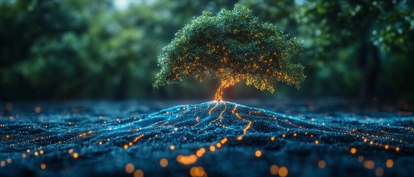 Sustainable solutions for circular economy digital marketplace product lifecycle innovations natural environment aerial view closed-loop system concepts