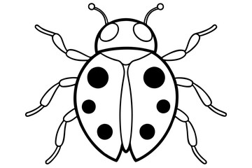 ladybird insect line art silhouette vector illustration