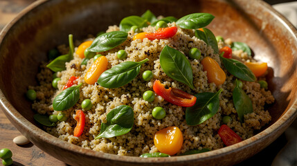 Nutrient-Rich Quinoa Salad with Baby Spinach and Roasted Bell Peppers - Spring