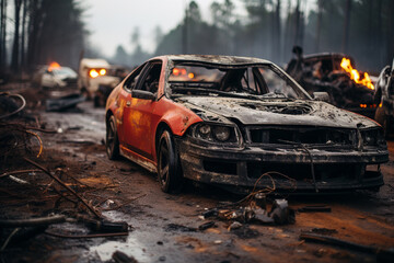 vivid portrayal chaotic aftermath of a tornado fury, showcasing wreckage, shattered infrastructure, and immediate aftermath that leaves no doubt about devastating consequences