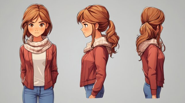 A character design for a visual novel, emotional character, visual novel style