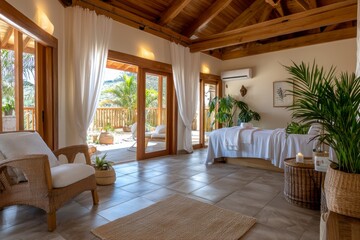 Fototapeta premium Escape to tranquility with our Wellness center offering therapeutic massages with organic oil treatments designed to rejuvenate your body and mind Experience deep relaxation with skilled therapists
