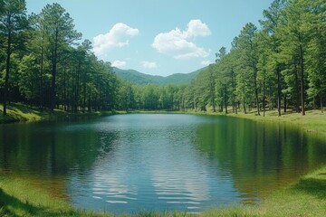 Fototapeta premium Serene Mountain Lake Peaceful Nature Escape