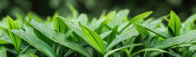 Fresh Leaves Covered in Dewdrops