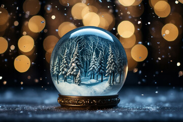Within confines of a glass sphere, a snow globe seizes a tranquil and encapsulated splendor, freezing an entire world single breathtaking moment