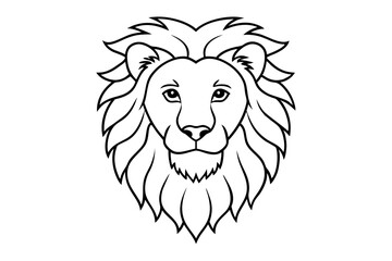 Fototapeta premium lion head line art silhouette vector illustration