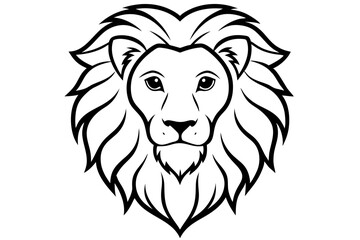 lion head line art silhouette vector illustration