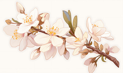 Realistic and artistic representations of almonds, almond farming, processing, and almond-based all isolated on a white background.