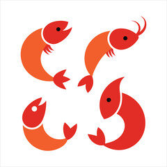 Obraz premium Shrimp icon. Boiled Prawn in shell on a white background. Realistic vector illustration