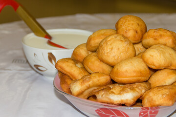 Kazakh national dishes. Baursaks and Nauryz kozhe. Dishes for the Nauryz holiday.