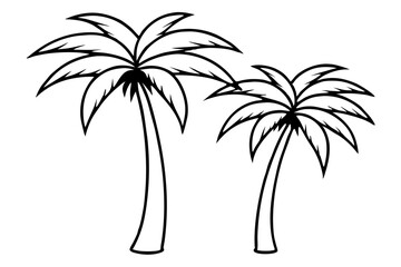 Obraz premium palm trees line art silhouette vector illustration