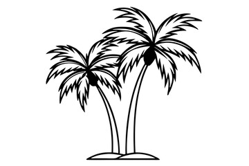palm trees line art silhouette vector illustration