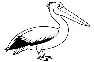 pelican line art silhouette vector illustration