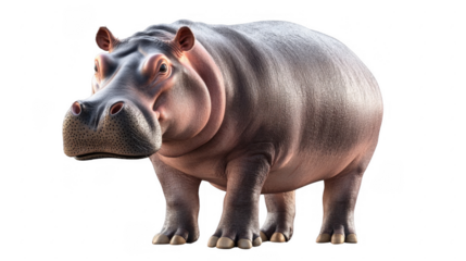 Realistic 3D Rendering of a Lifelike Hippopotamus on White Background