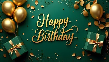 green textured happy birthday decorations background and card template 