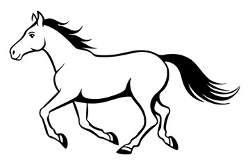 running horse line art silhouette vector illustration