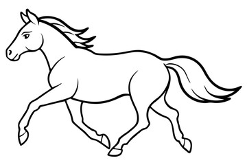 running horse line art silhouette vector illustration