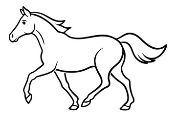running horse line art silhouette vector illustration