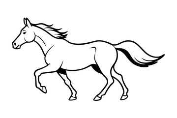 running horse line art silhouette vector illustration