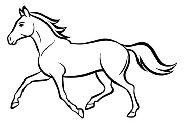 running horse line art silhouette vector illustration