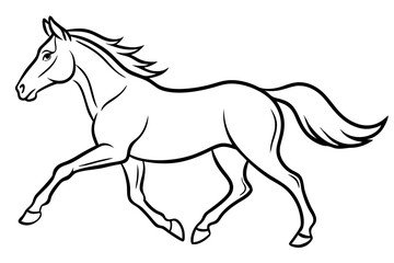 running horse line art silhouette vector illustration