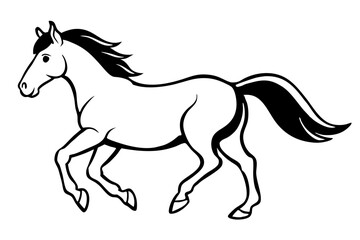running horse line art silhouette vector illustration