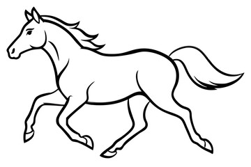 running horse line art silhouette vector illustration