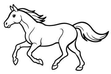 running horse line art silhouette vector illustration