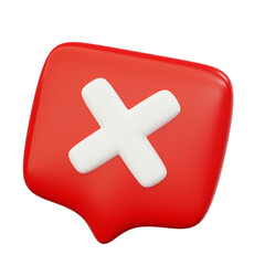 Obraz premium 3d cross mark or x button symbol concept, rejected, or no symbol with red color
