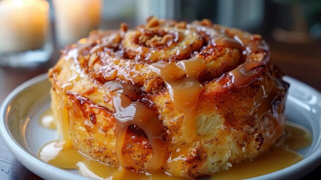 Cinnamon role pastry close up